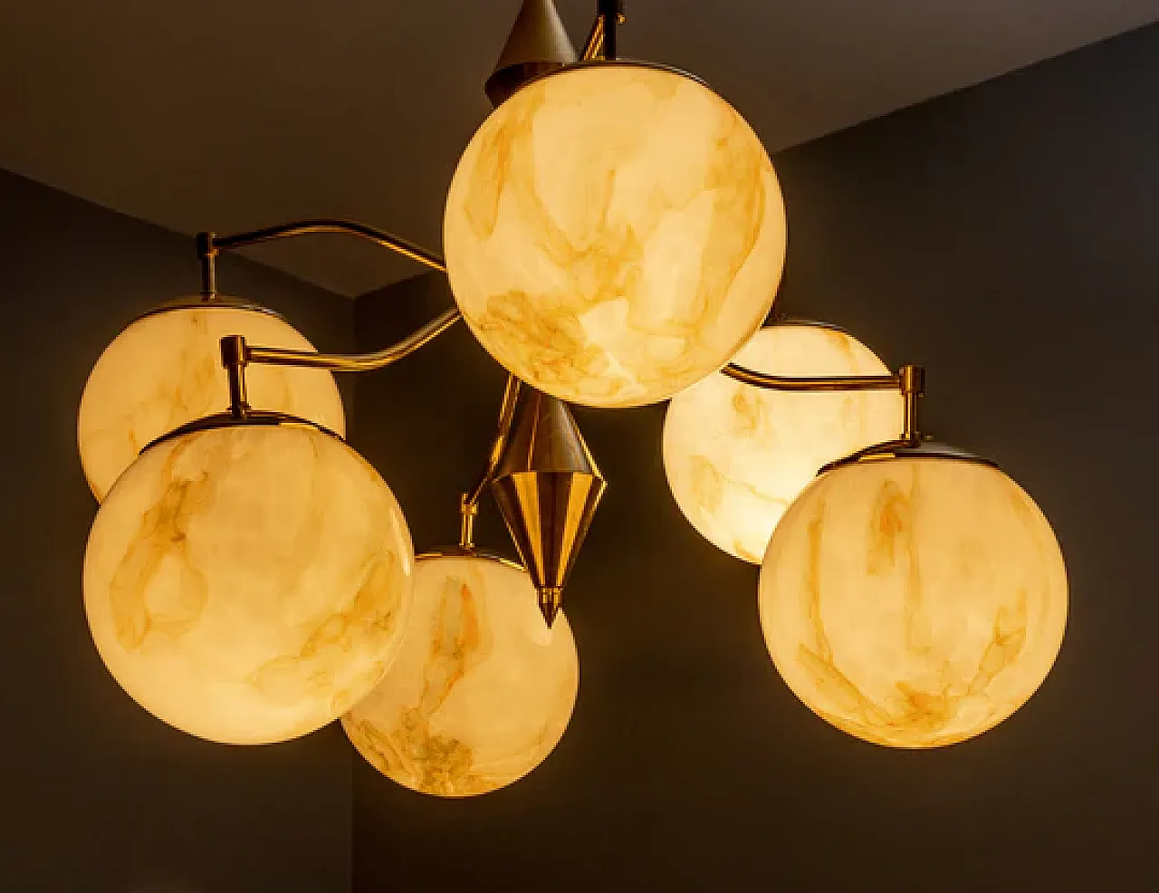 Lampadario in vetro marmorizzato, fine '900 8