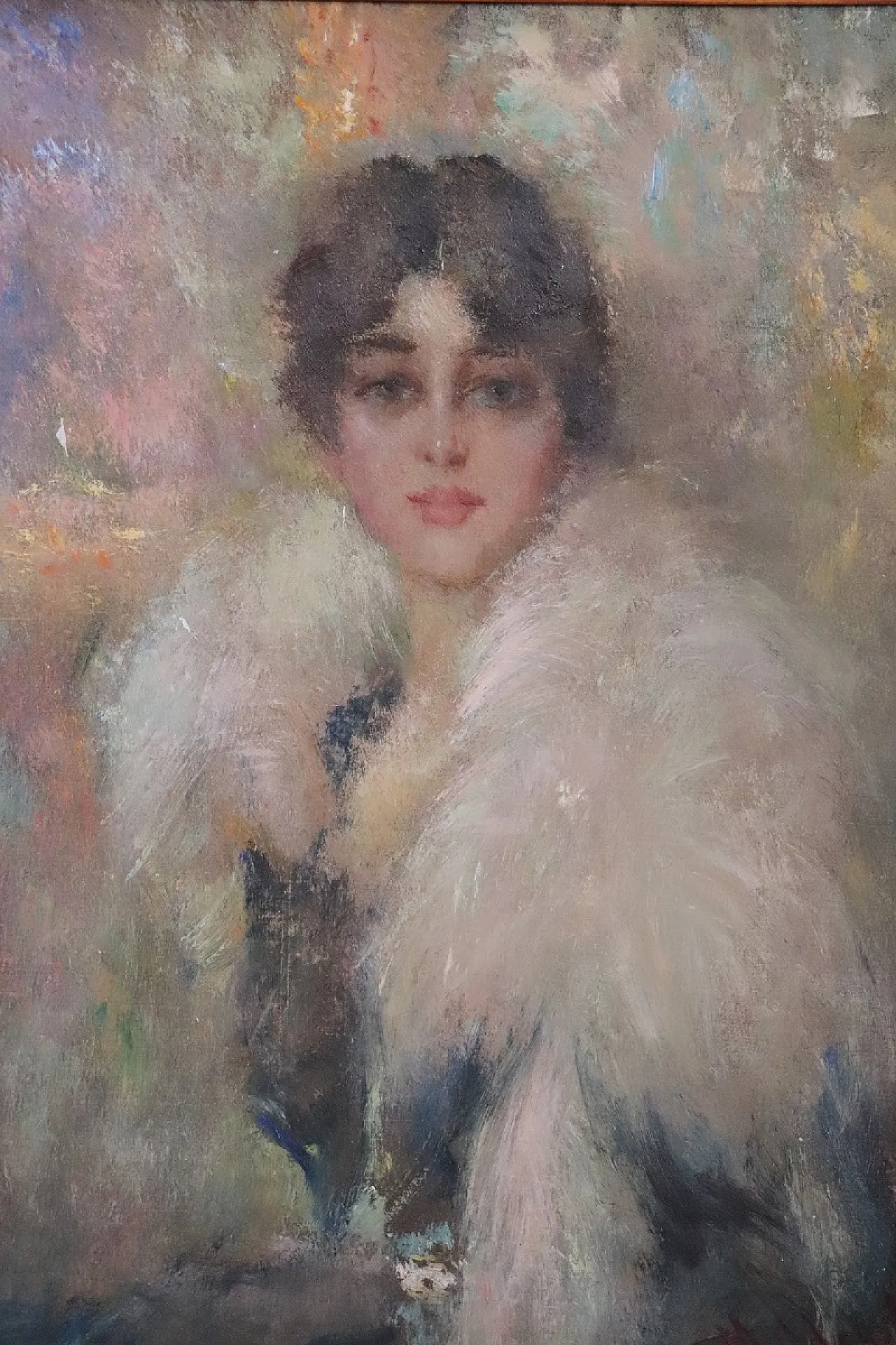 Portrait of a young woman, oil on canvas signed G. Maldarelli 1917 3