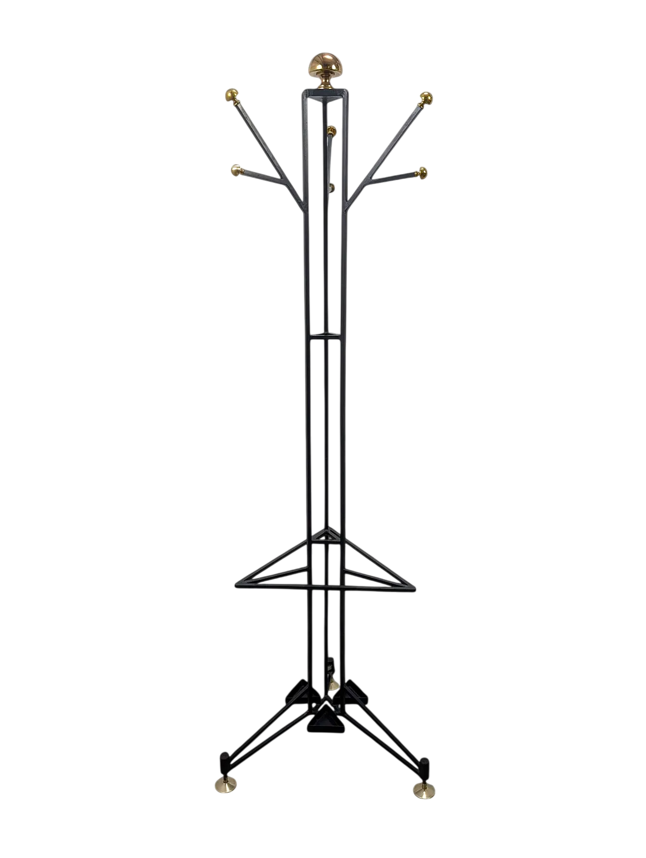 Iron and brass floor coat hanger, 1950s 7