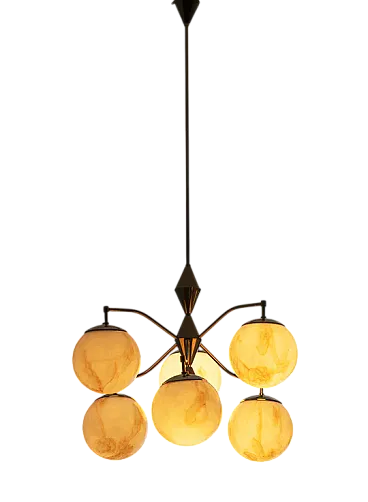 Lampadario in vetro marmorizzato, fine '900