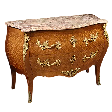 French inlaid dresser marble top, 20th century