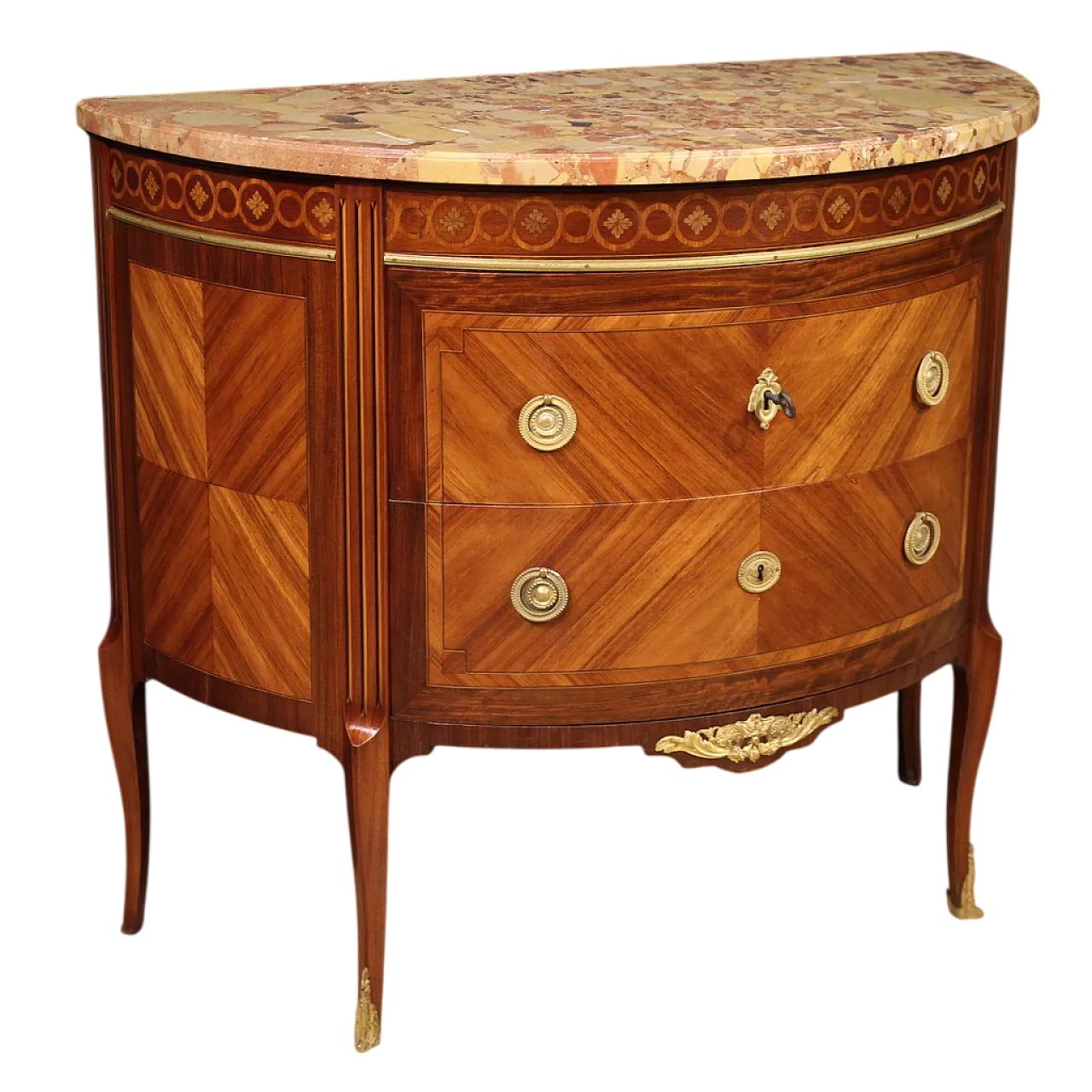Comò francese a mezzaluna in stile Luigi XVI, '900 13