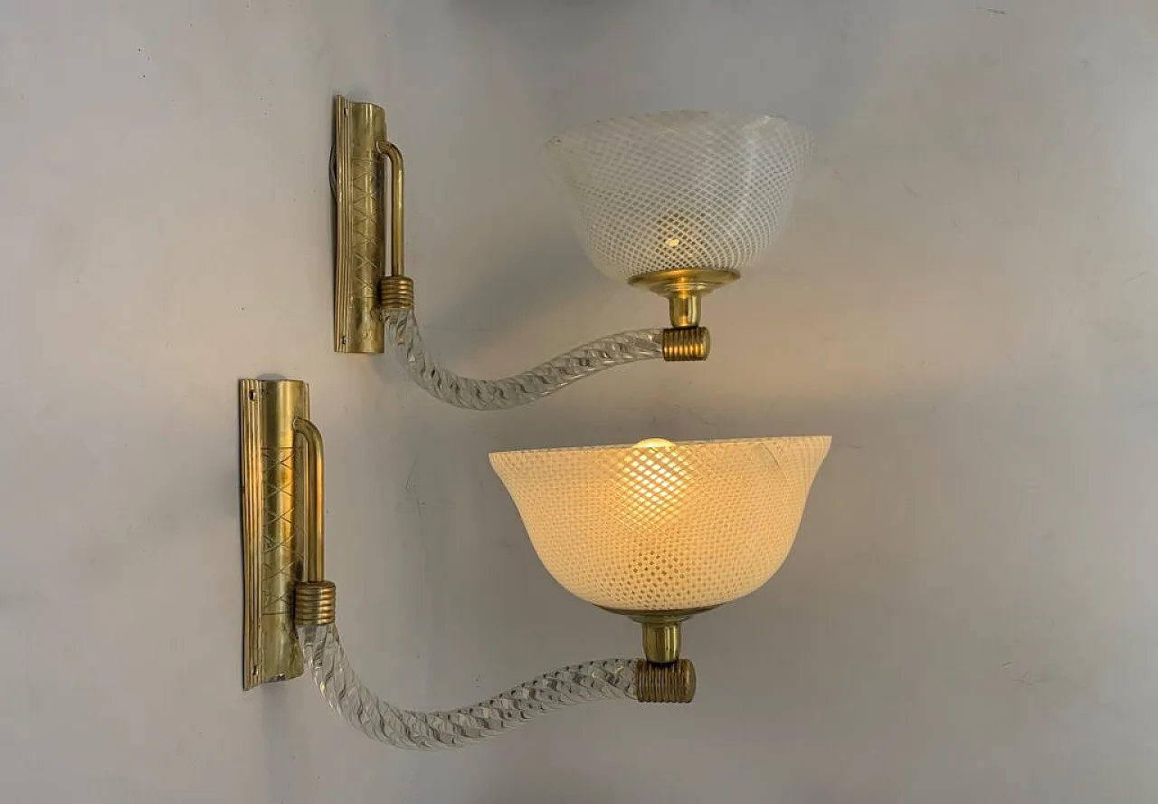 Coppia di lampade da parete di Venini, anni '50 1