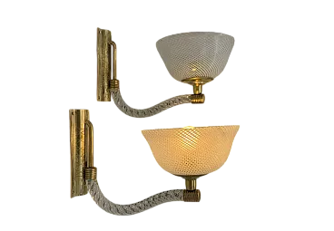 Coppia di lampade da parete di Venini, anni '50