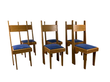 6 Sedie in legno e velluto, anni '80
