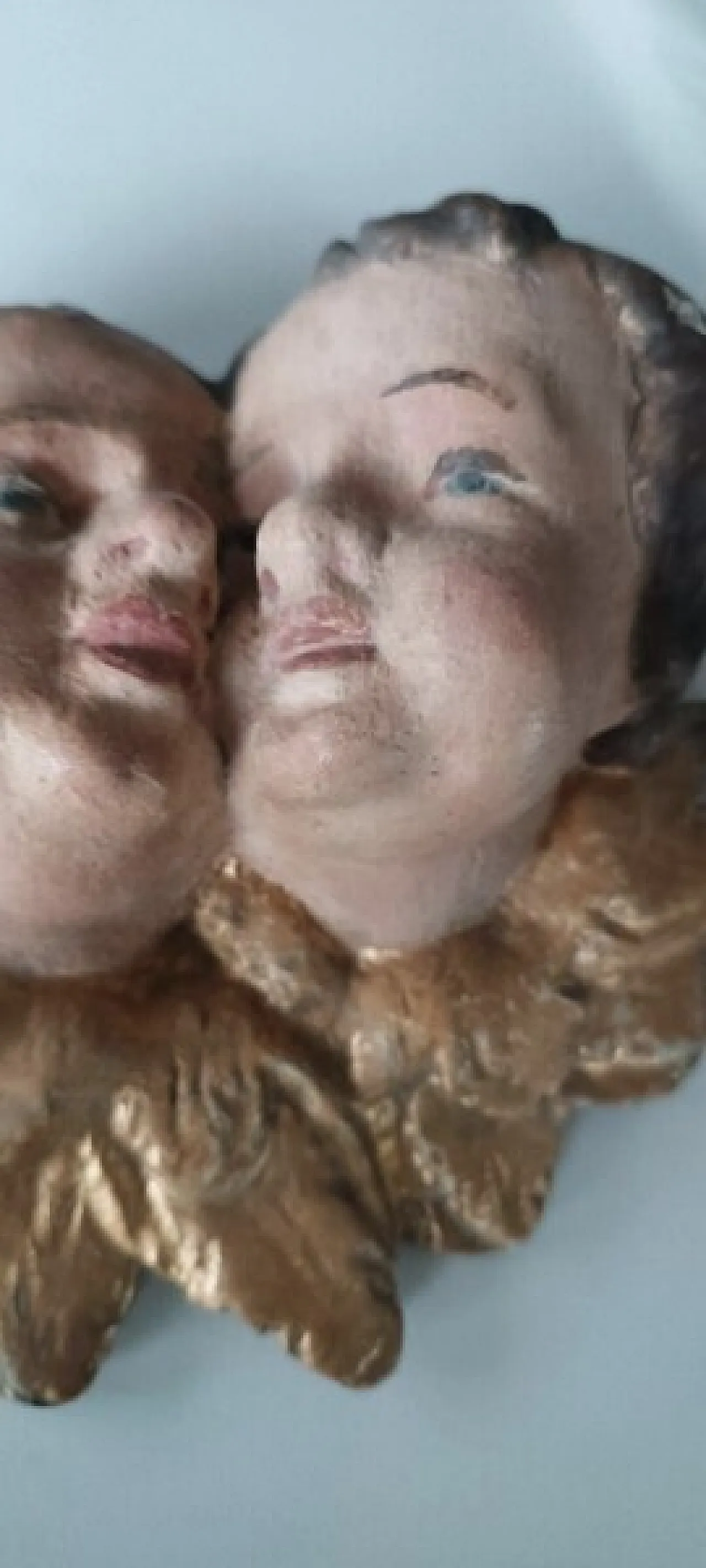 Baroque polychrome cherub heads, 18th century 4