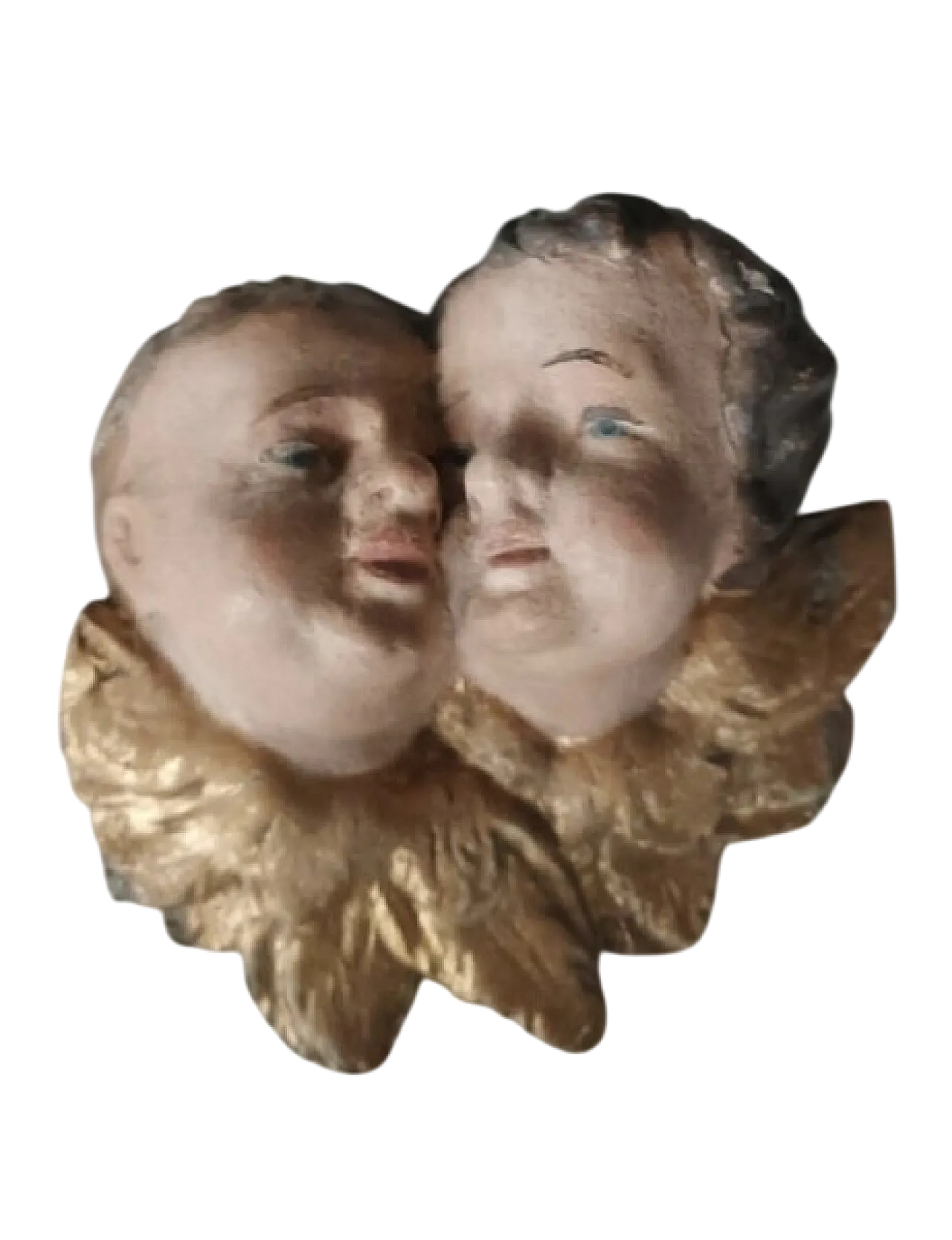 Baroque polychrome cherub heads, 18th century 6