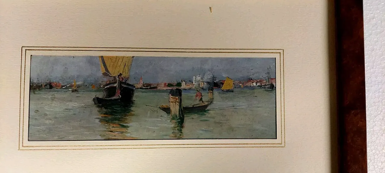 Dipinto Marina, Laguna Venezia, olio su tela, inizio '900 2