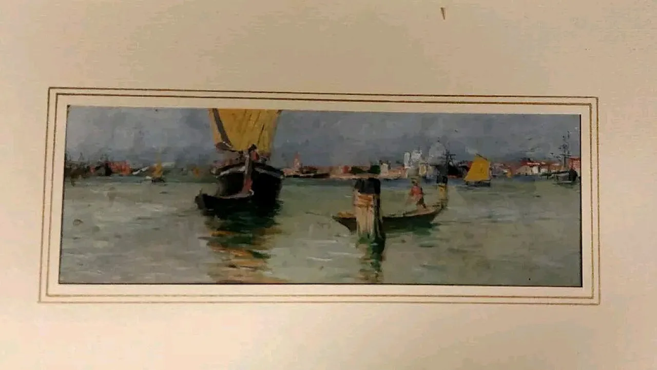 Dipinto Marina, Laguna Venezia, olio su tela, inizio '900 3