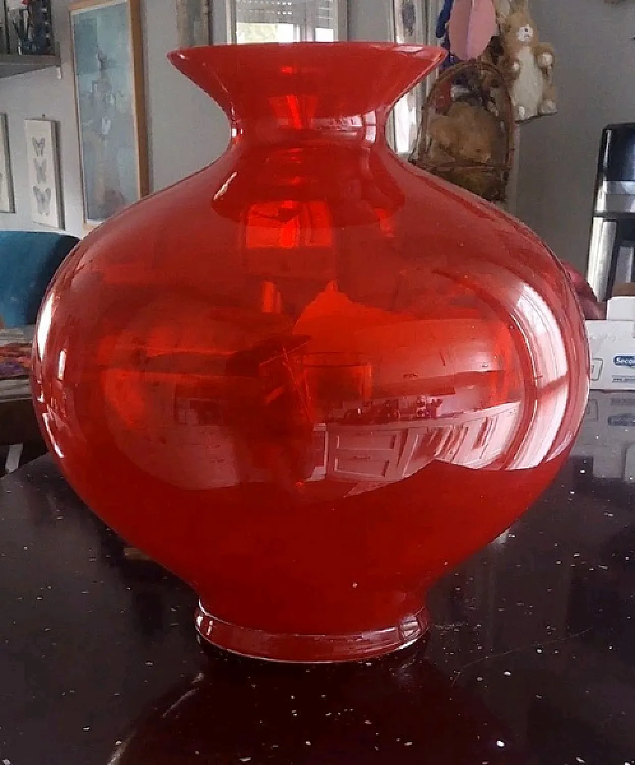 Grande vaso in vetro soffiato rosso, '900 2