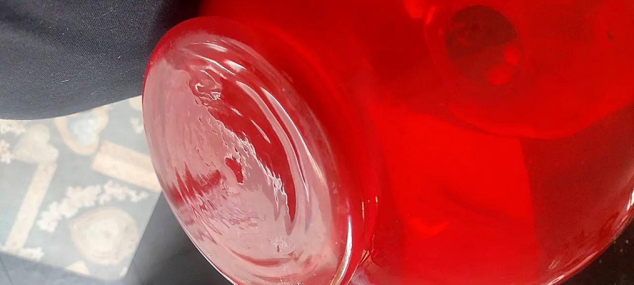 Grande vaso in vetro soffiato rosso, '900 3