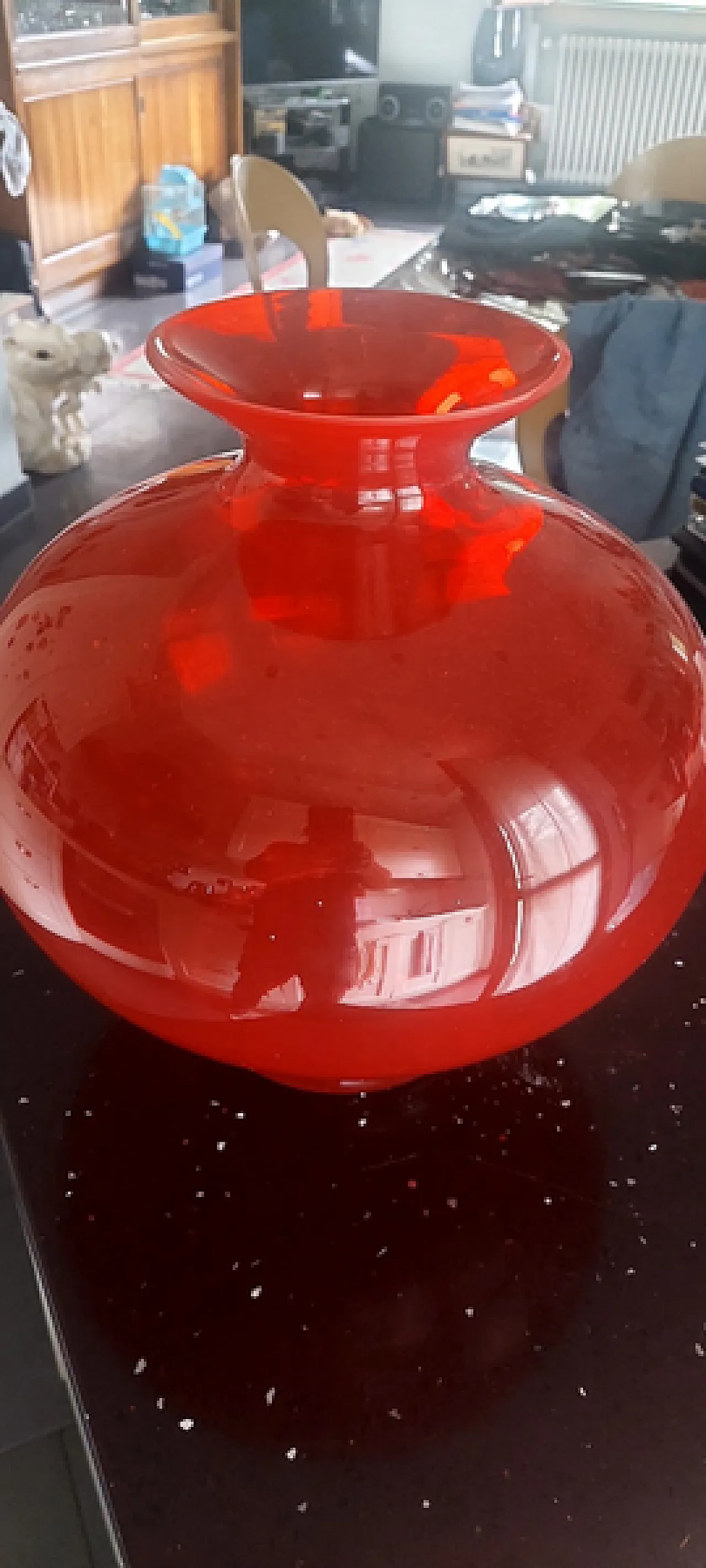 Grande vaso in vetro soffiato rosso, '900 6