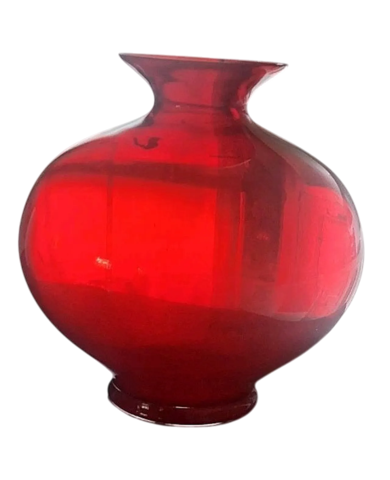 Grande vaso in vetro soffiato rosso, '900 8