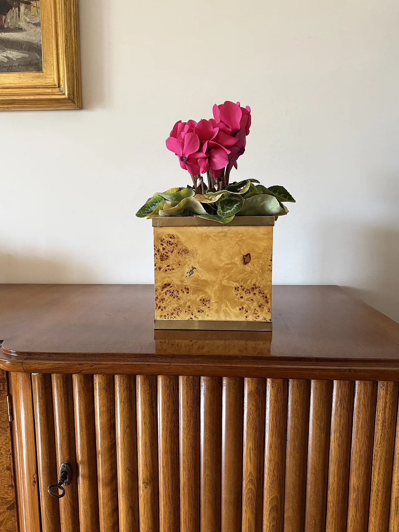 Briar and brass flower vase, attr. Nurseries in Southern Italy, 1970s 4