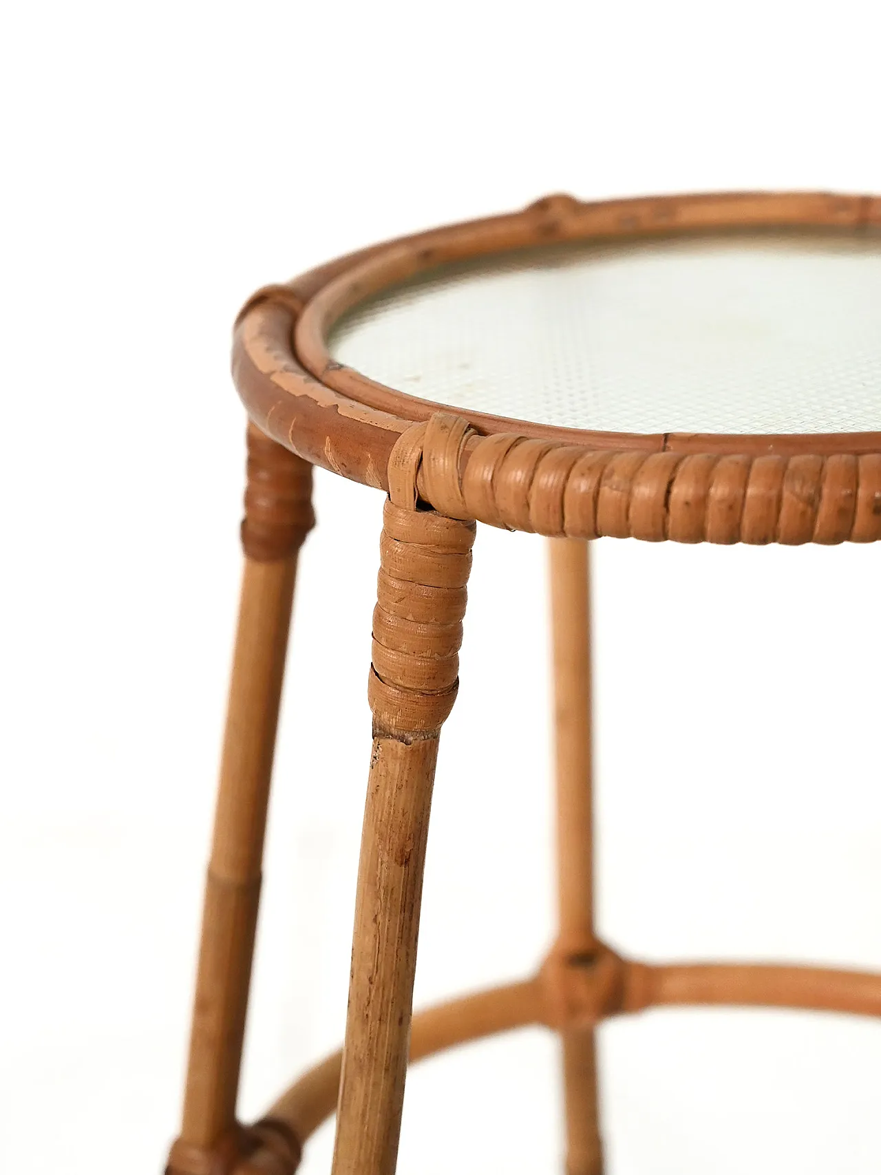 Portafiori scandinavo circolare in bambù anni '60 3