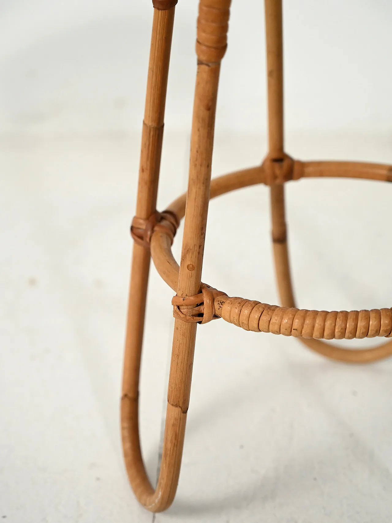 Portafiori scandinavo circolare in bambù anni '60 4