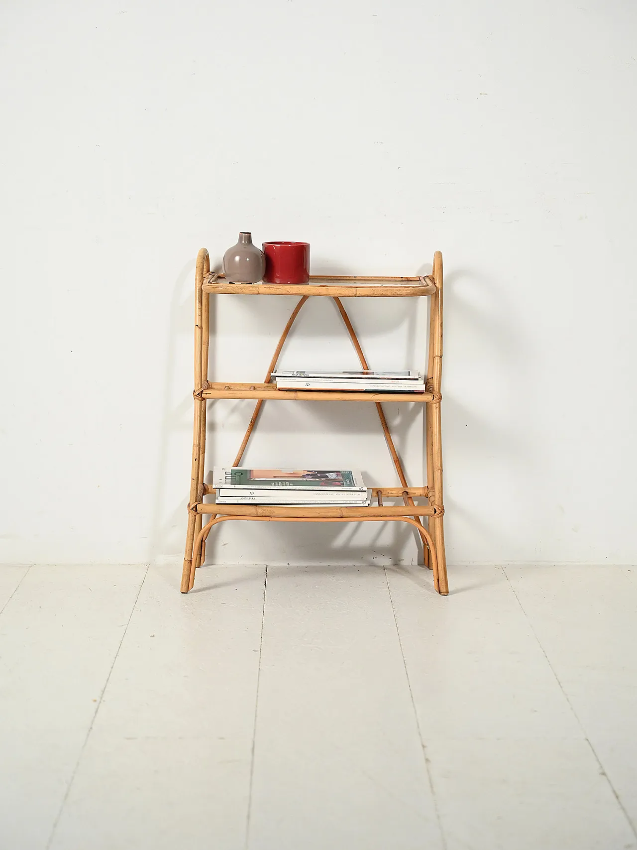 Scandinavian bamboo magazine rack from the 1960s 1