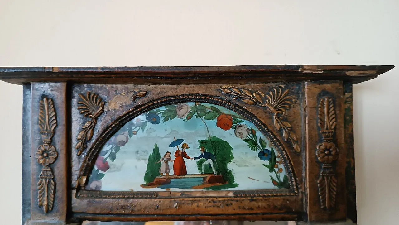Small mirror Empire in gilded wood painted on glass, 19th century 4