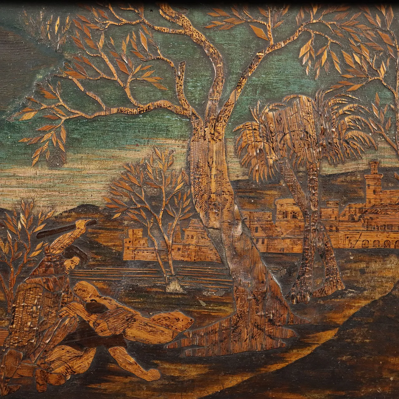 Scena biblica, intarsio in legno, '800 3