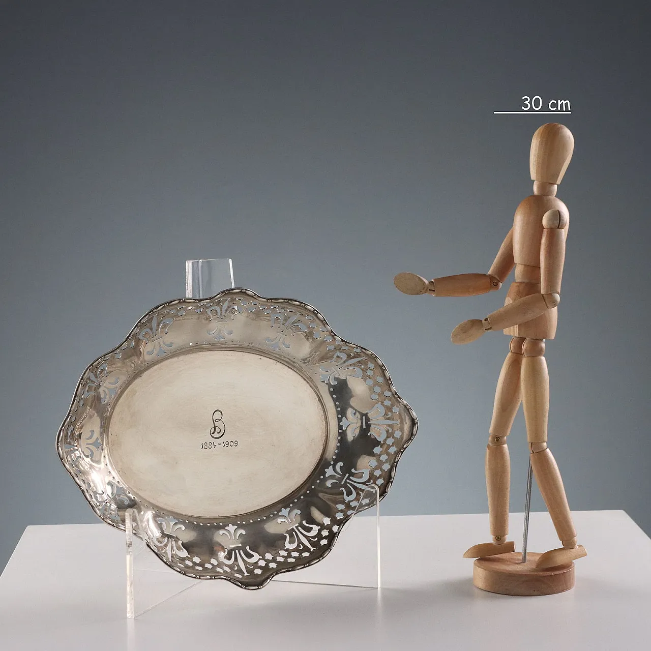 Cestino per il pane in argento sterling con motivo ripetuto, '900 2