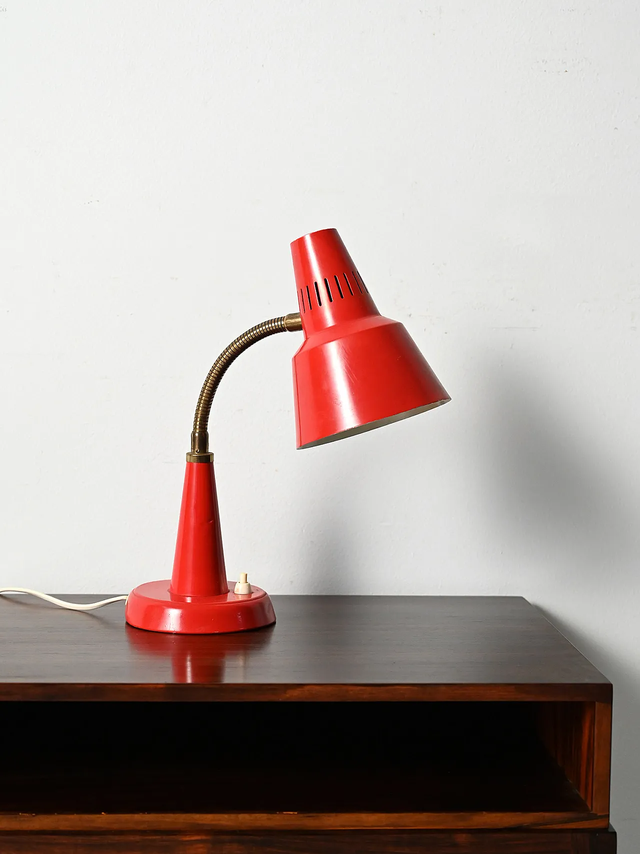 Red table lamp produced by Gemi, red from the 1960s 2