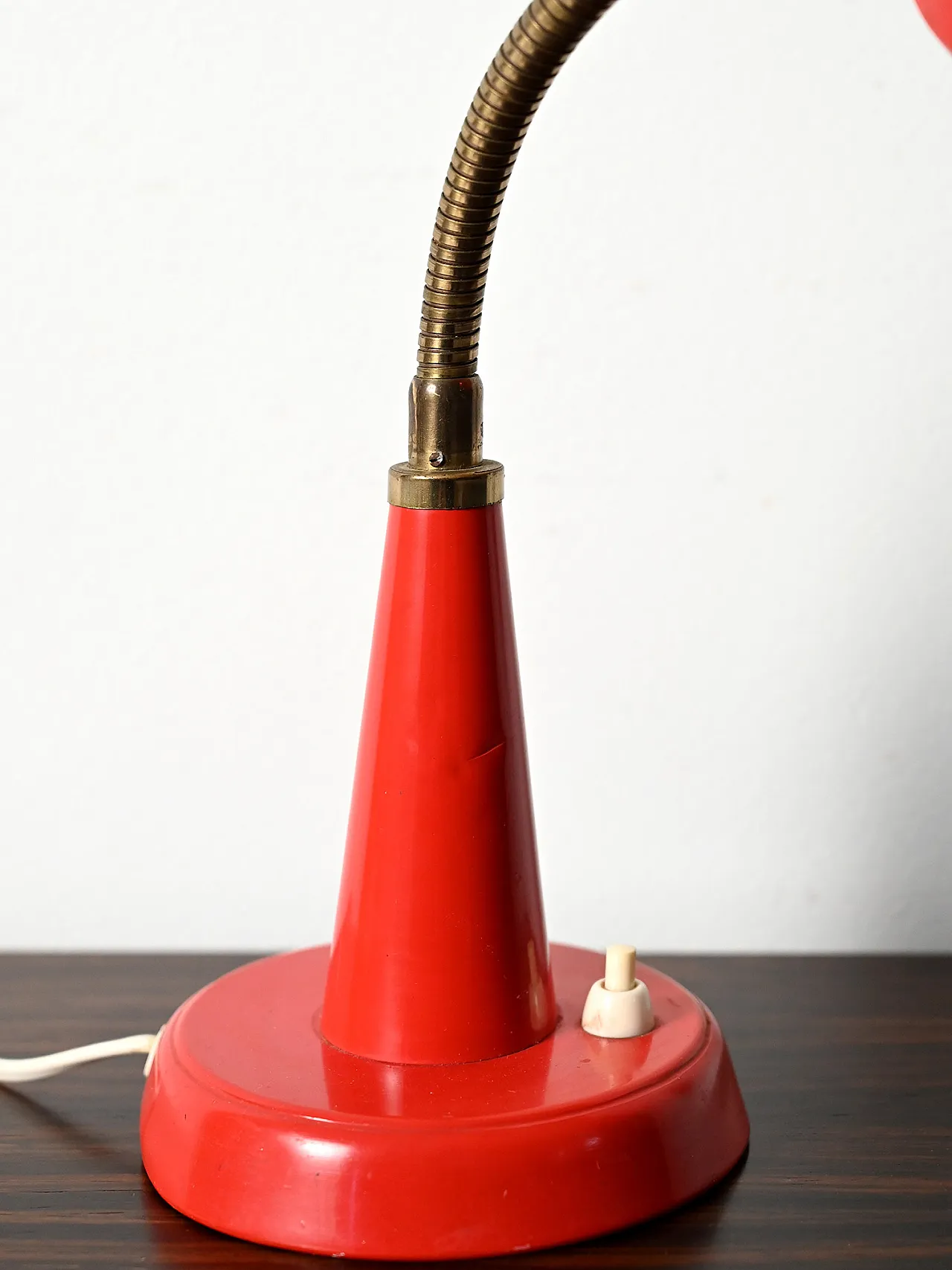 Red table lamp produced by Gemi, red from the 1960s 5