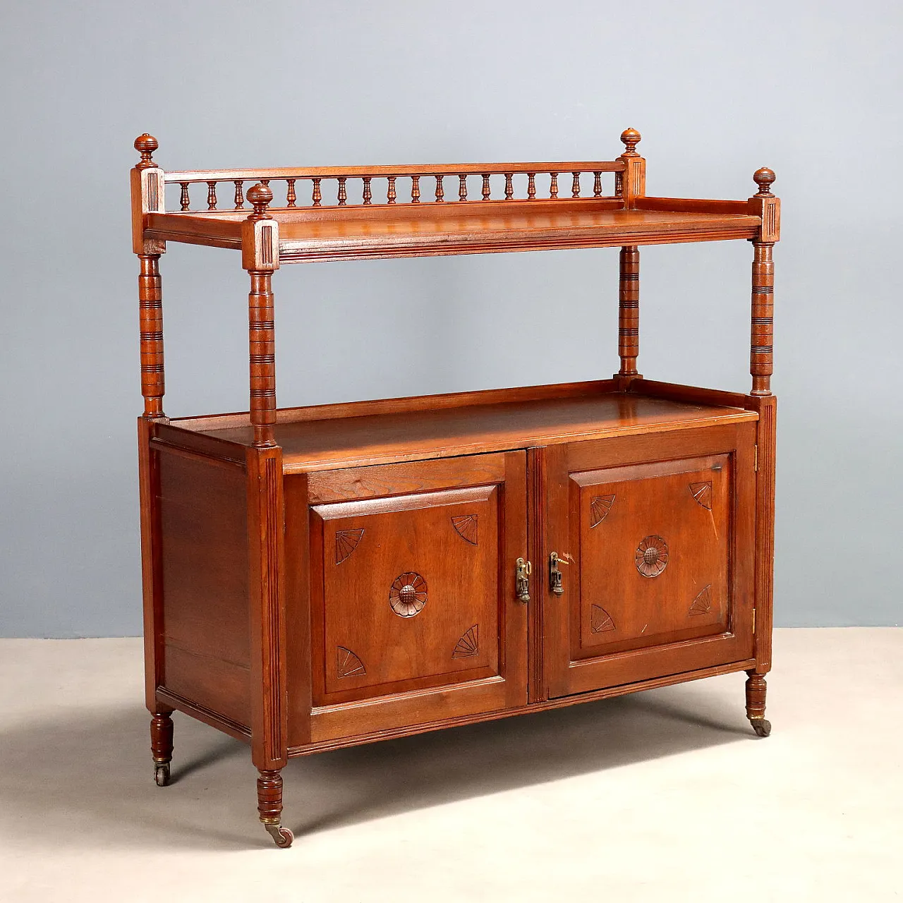 Credenza in rovere tinto noce, primo '900 1