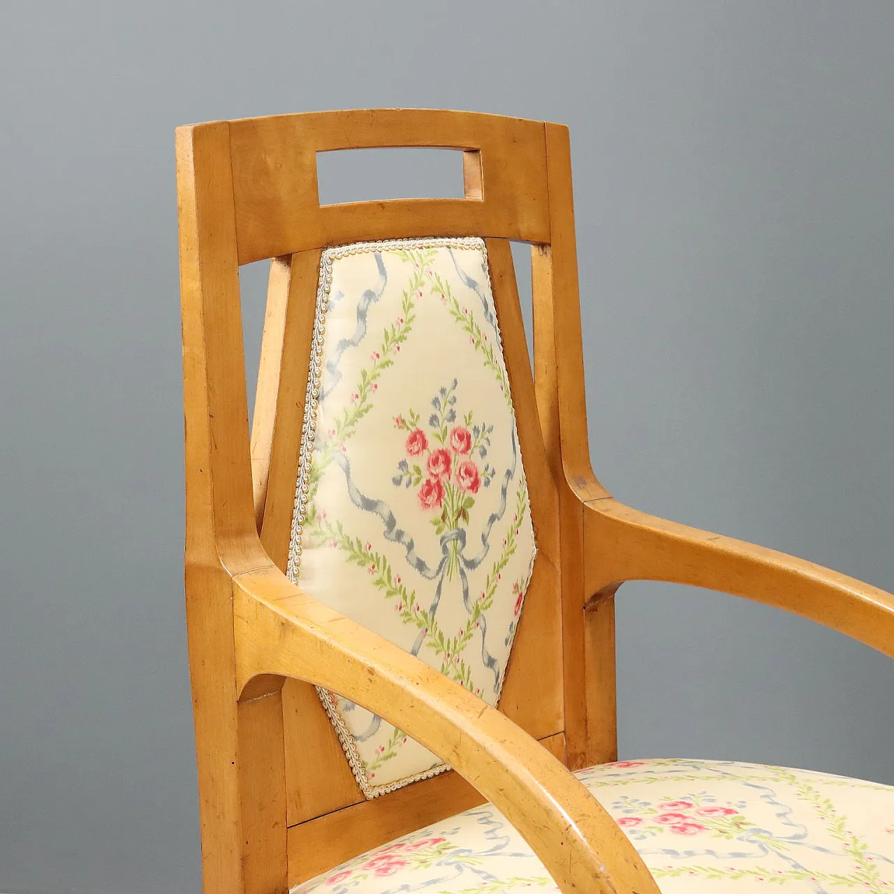 Coppia di poltrone in acero con schienali e sedili imbottiti, '800 3