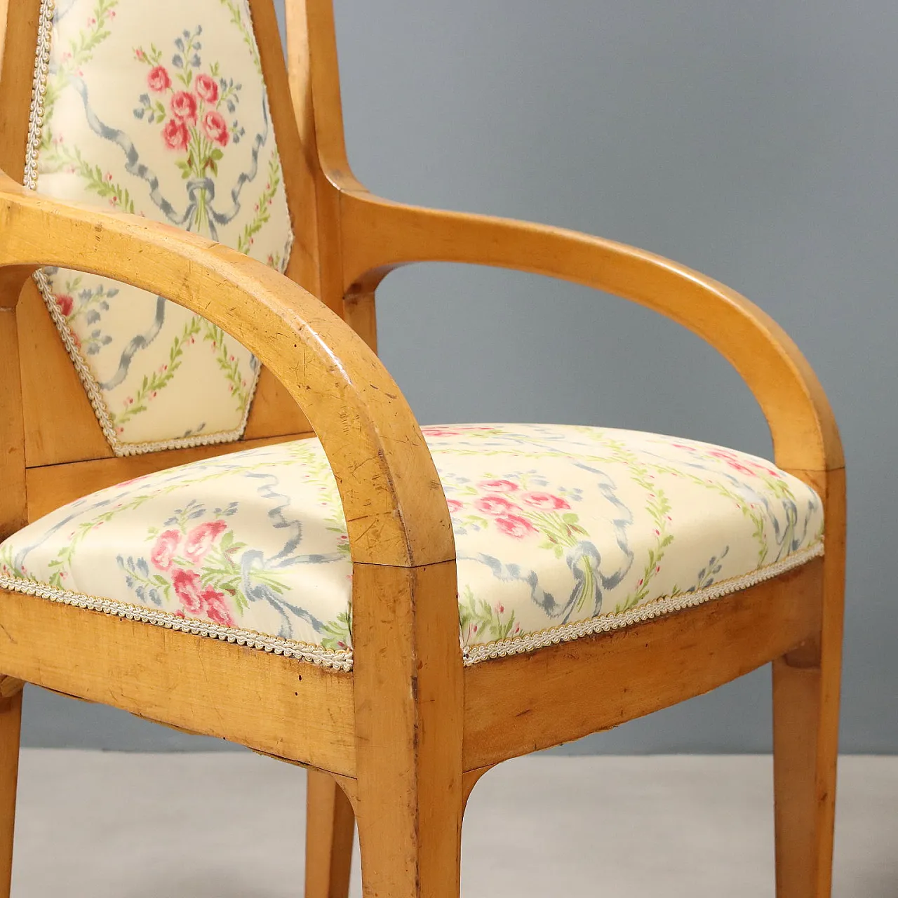 Coppia di poltrone in acero con schienali e sedili imbottiti, '800 4