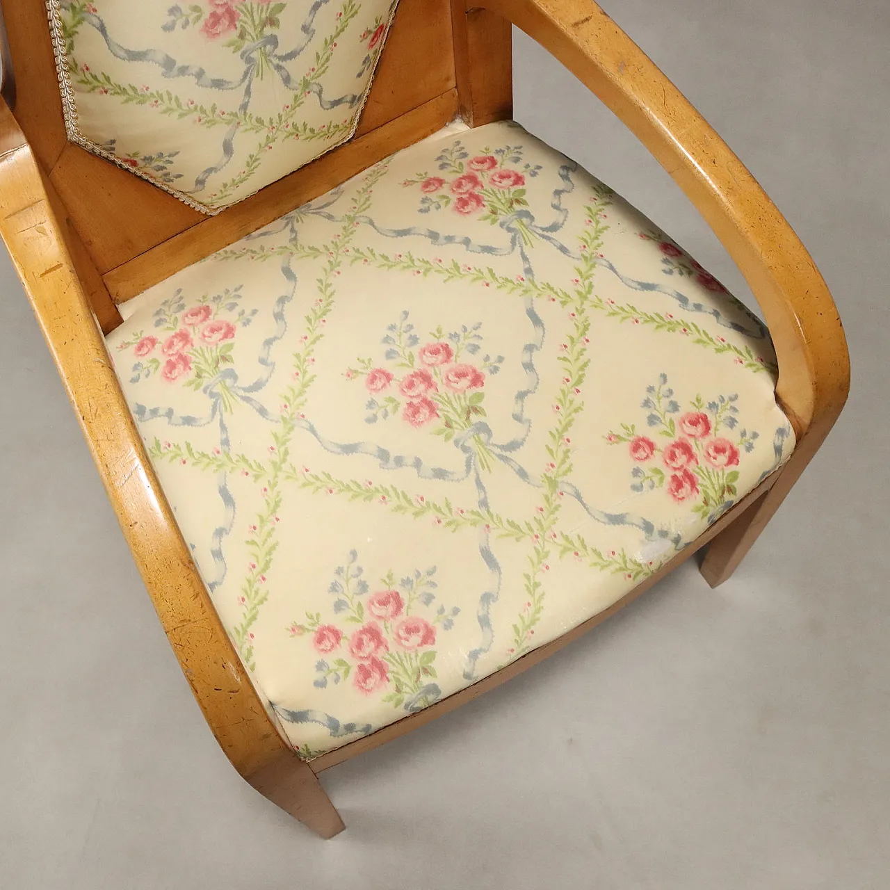 Coppia di poltrone in acero con schienali e sedili imbottiti, '800 7