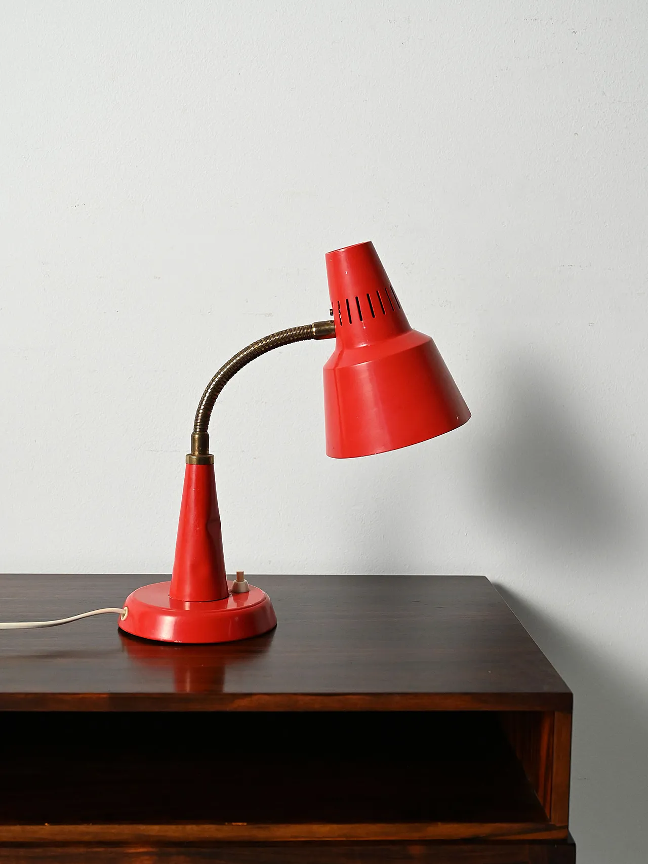 Red table lamp produced by Gemi, red from the 1960s 2