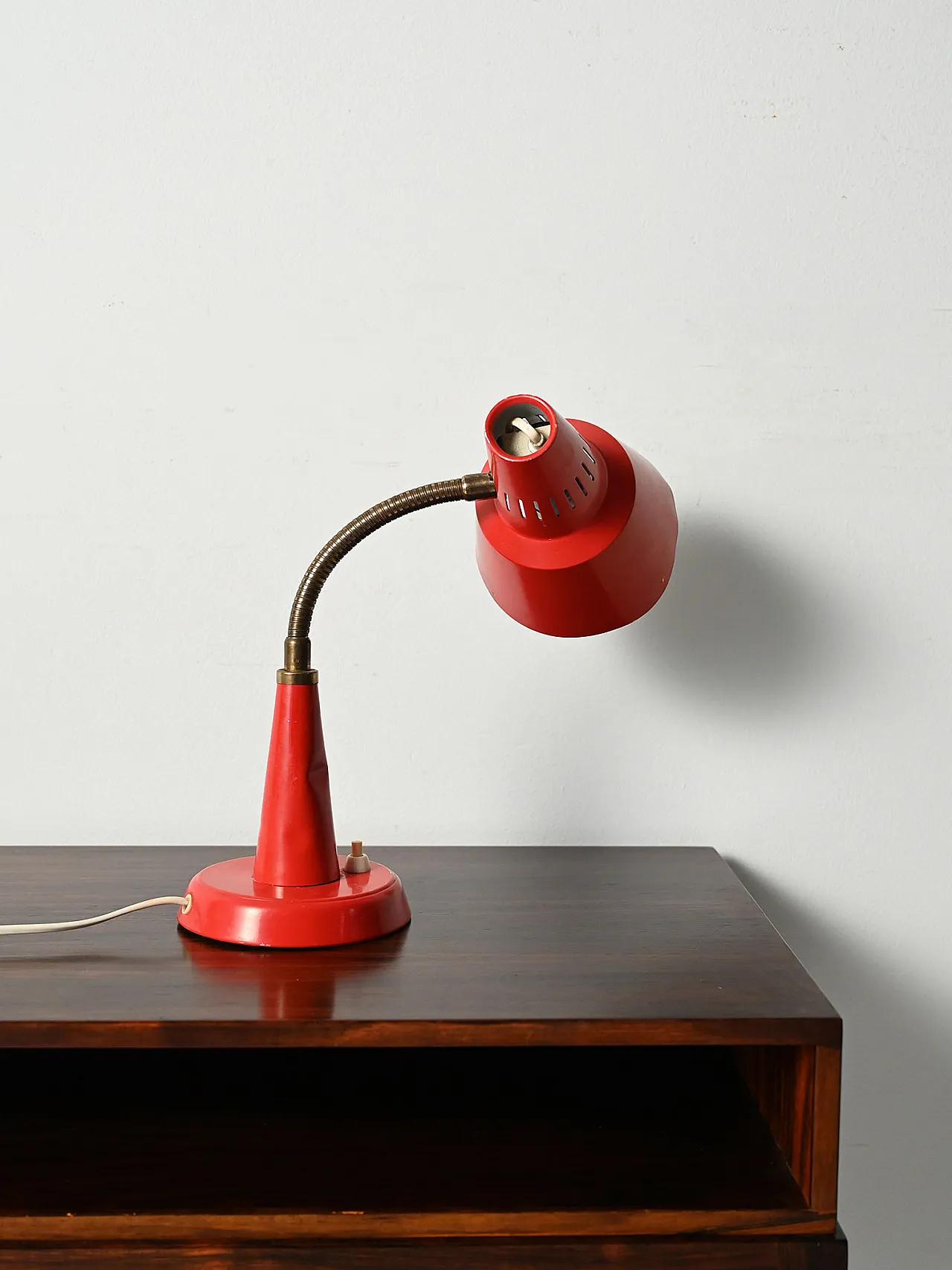 Red table lamp produced by Gemi, red from the 1960s 4