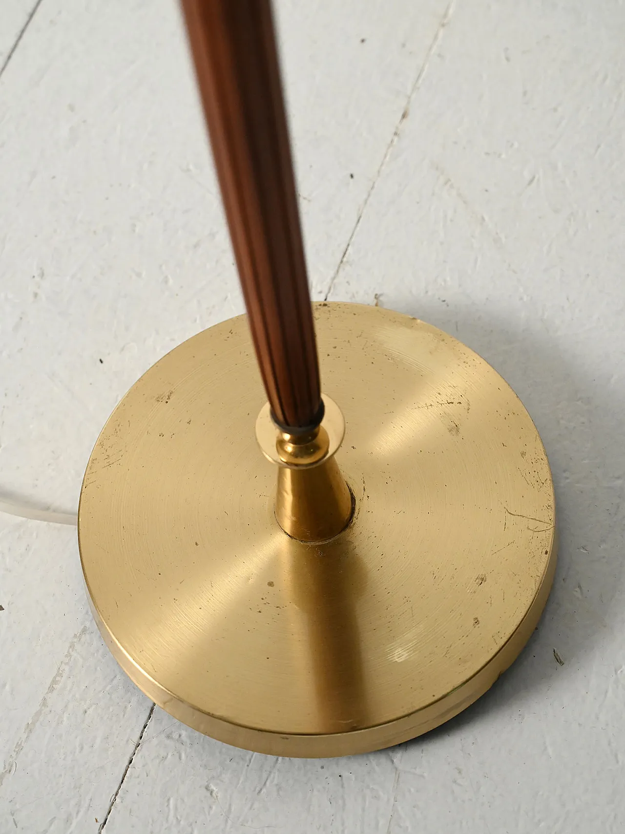 Teak and amber glass floor lamp 3