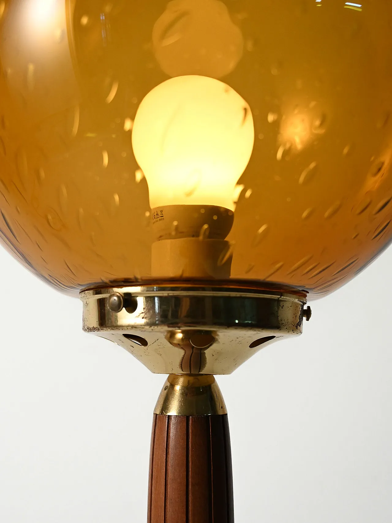 Teak and amber glass floor lamp 4