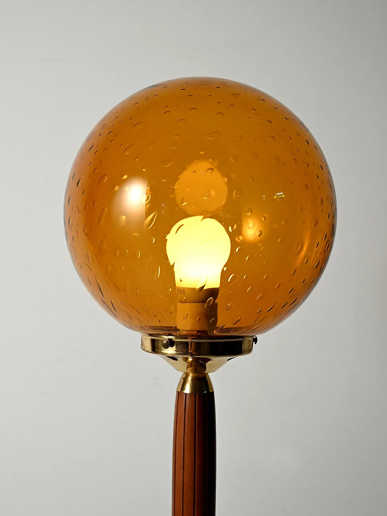 Teak and amber glass floor lamp 5