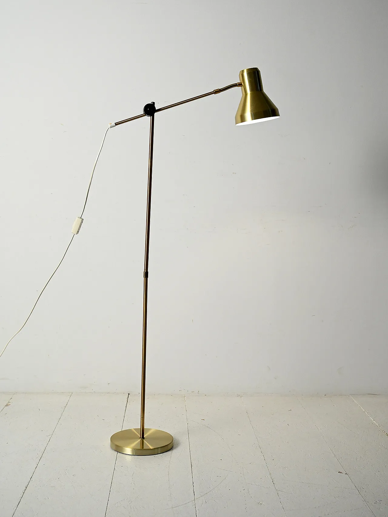 Scandinavian brass floor lamp with adjustable arm 1
