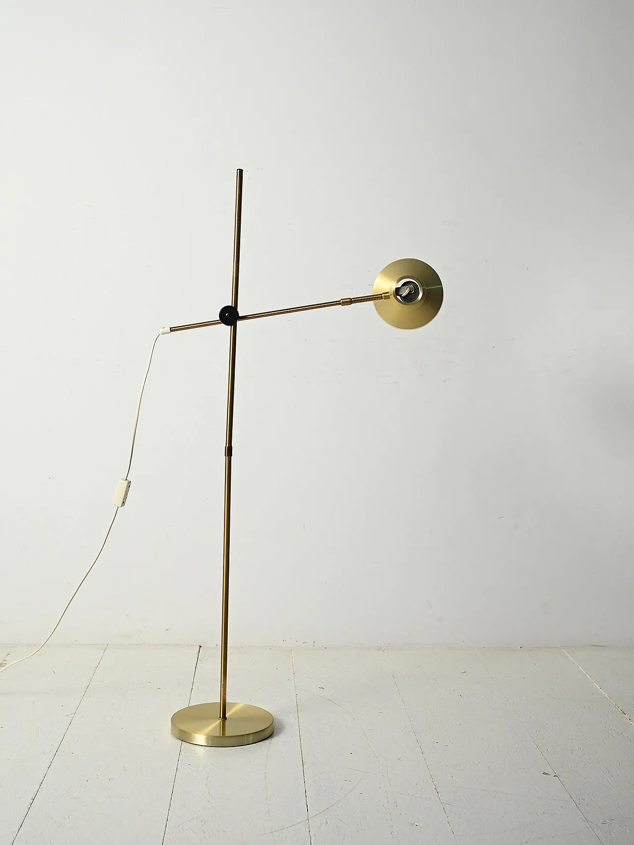 Scandinavian brass floor lamp with adjustable arm 4