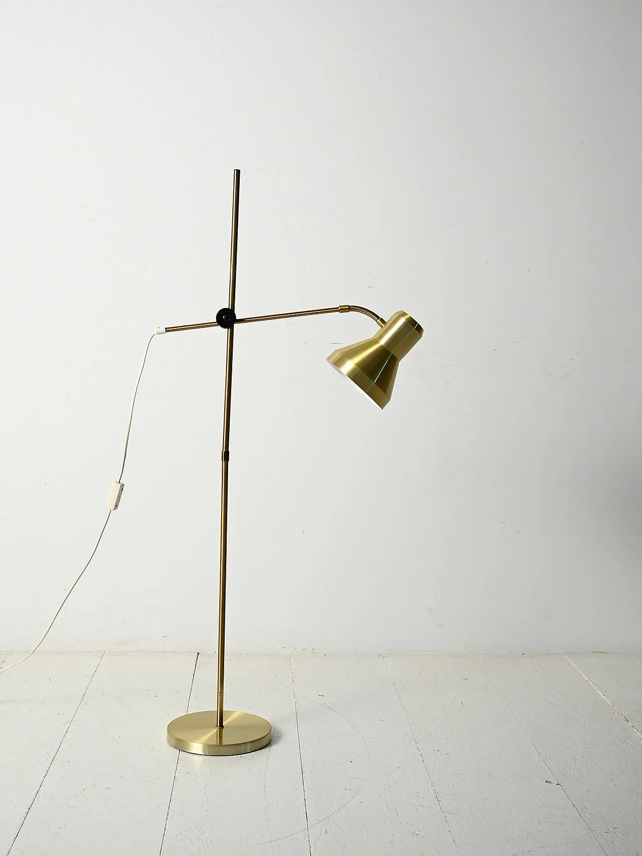 Scandinavian brass floor lamp with adjustable arm 5