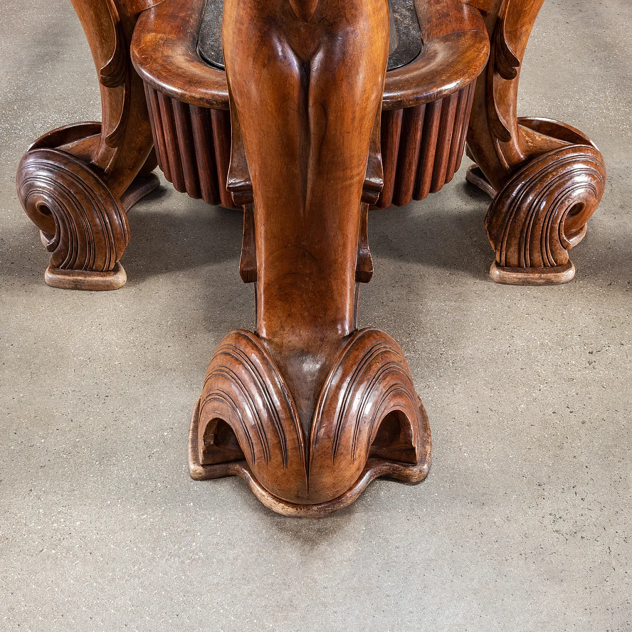 Tavolo in noce con piano in cristallo di Osvaldo Borsani per Arredamenti Borsani Varedo, anni '40 7