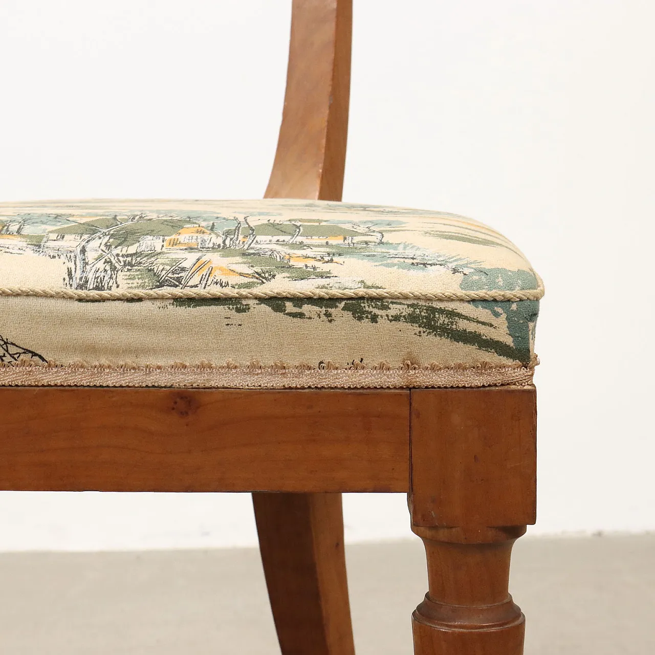 4 Sedie in ciliegio e tessuto, '800 5