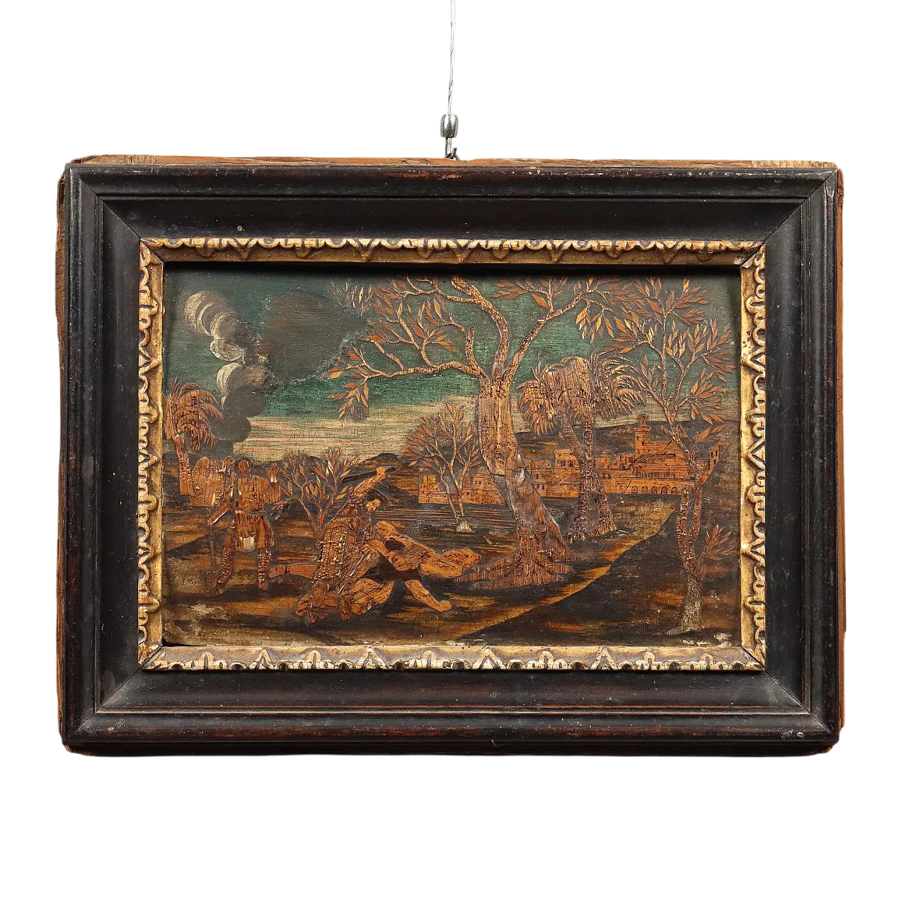 Scena biblica, intarsio in legno, '800 11