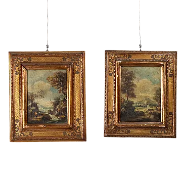 Coppia di paesaggi, olio su tela, '700