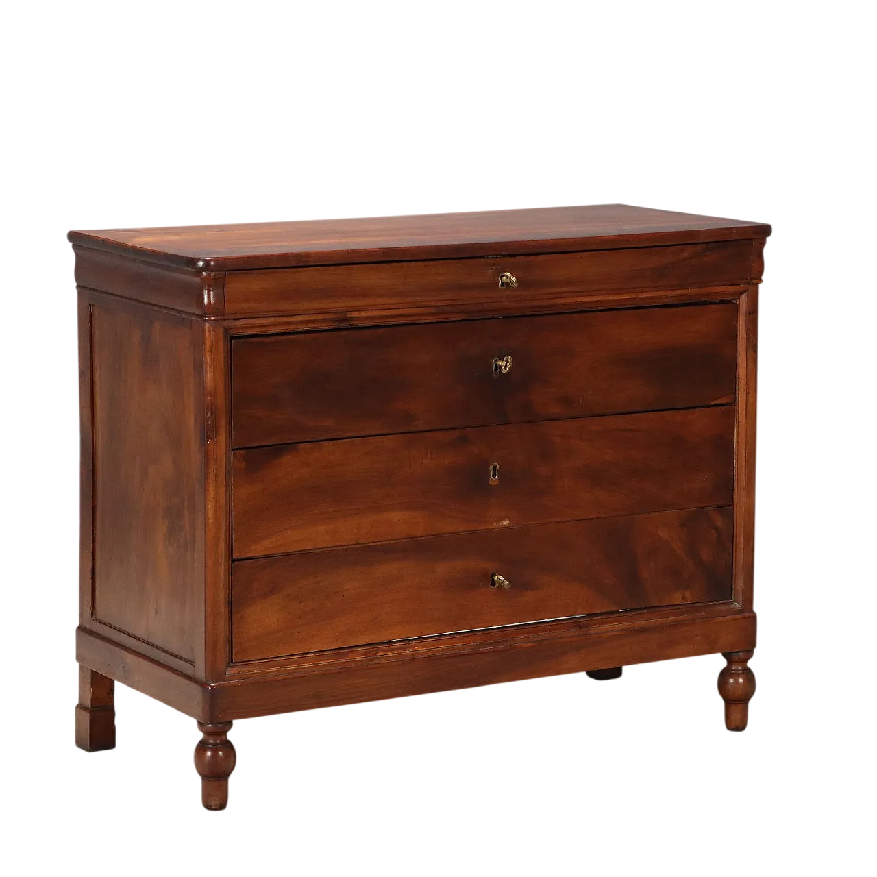 Cassettiera in noce, ottone, abete e pioppo, metà '800 9