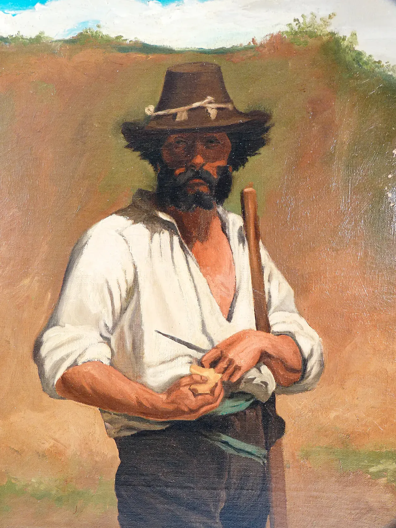 Self-portrait in the landscape by Sebastiano Panunzi, 19th century 3