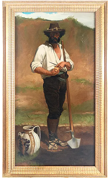 Autoritratto nel paesaggio di Sebastiano Panunzi, olio su tela, '800