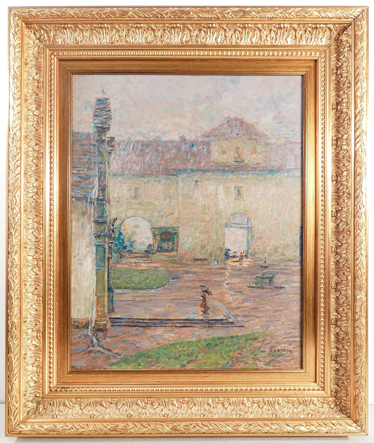 It's raining at the Sanctuary of Oropa by Alberto Ferrero,20th century 1