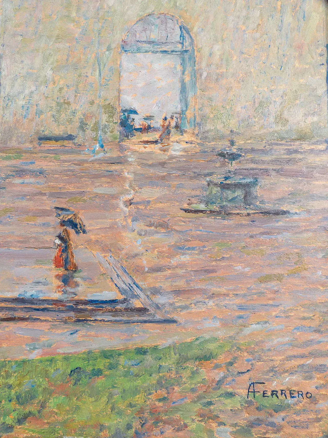 It's raining at the Sanctuary of Oropa by Alberto Ferrero,20th century 6