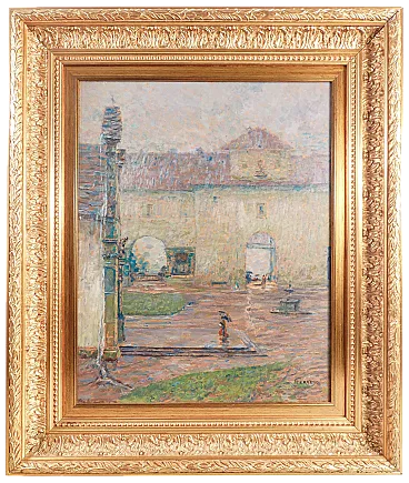 Piove al Santuario di Oropa di Alberto Ferrero, primo '900