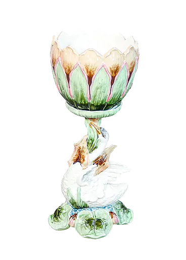 Ceramic cachepot with sculptural base, mid-20th century