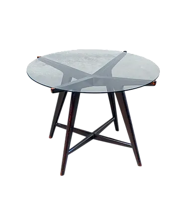 Low coffee table in lacquered wood and glass by Paolo Buffa, 1950s